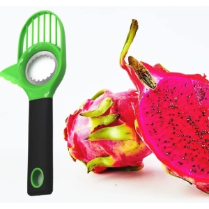 Cutit 3in1 pentru Avocado, Flippy, Cutit, Scoatere Miez si Feliator Pulpa, din PP si Otel Inoxidabil, Negru/Verde - Img 5