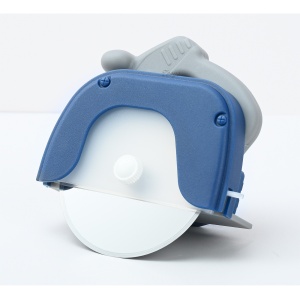 Cutit circular pentru pizza Flippy, 11.5 x 12.5 cm, otel inoxidabil si plastic, capc protectie lama, albastru - Img 3