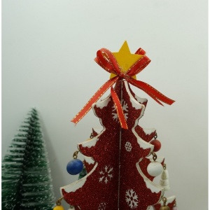 Decoratiune Craciun, Brad, Rosu/Alb, 8 cavitati cu ornamente, 18.5 cm x 33 cm, Lemn, Flippy - Img 9