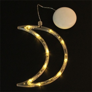Decoratiune de Craciun Luminoasa in forma de Luna, 18.5x12 cm, cu Ventuza, Alb Cald, Flippy - Img 2