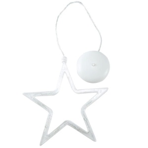 Decoratiune de Craciun Luminoasa in forma de Stea 19x18 cm, cu Ventuza, Alb Cald, Flippy - Img 5