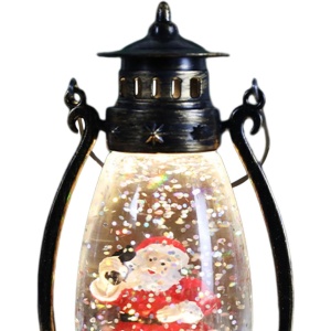 Decoratiune Luminoasa, Flippy, Felinar de Craciun, cu Lumina LED, Ornament Model Lampa cu Ulei Mos Craciun, cu Maner, 14x7x6 cm, Negru - Img 4