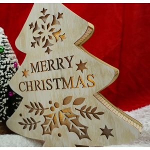 Decoratiune luminoasa, model de Brad cu inscriptie Marry Christmas, alb, lungime: 19 cm, latime: 3 cm, inaltime: 22 cm, lemn, interior/exterior - Img 4