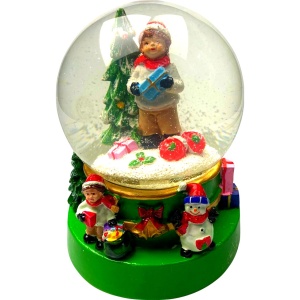 Decoratiune muzicala glob cu zapada, cu lumini si muzica, Mos Craciun, 15.5 cm, multicolor - Img 1