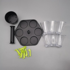 Dozator Hexagonal cu Suport pentru Shoturi, Flippy, 6 Pahare, Set Complet cu Ambalaj si Cutie, Dispenser, Divizor, Joc de Baut, Negru - Img 5