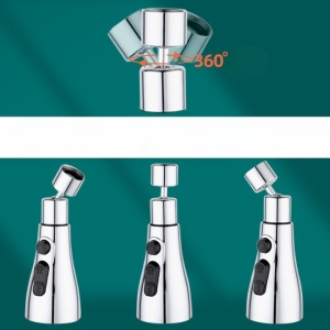 Extensie Robinet Bucatarie, Flippy, Universal, 3 Moduri de Curgere Apa, Otel Inoxidabil, Rotire 360 de Grade, Cap Pivotant, Adaptor Baterie Bucatarie, 9.7x5.1 cm, Gri - Img 3
