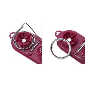 Feliator multifunctional Flippy pentru oua, mozzarela, fructe, 2 forme de feliere, agatatoare, 20 cm, Visiniu - Img 5