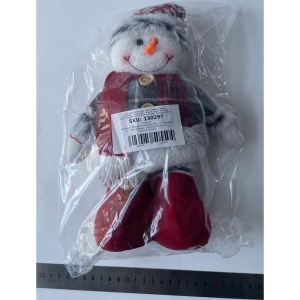 Figurina Decorativa, Pentru Craciun, Flippy, Om de Zapada, Picioare Telescopice, Inaltime Reglabila 44-54cm, Caciula cu Fugi, Rosu/Gri - Img 6