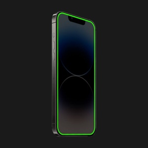 Folie de Sticla Securizata pentru Apple iPhone 15 Pro Max, Flippy, Luminous, Margine Fosforescenta Neon din Silicon, Mat, Anti-Amprenta, Protectie Completa, 9H, Verde - Img 3