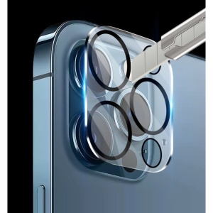 Folie Sticla pentru camera Apple iPhone 14 Pro / 14 Pro Max, Transparent cu margini negre - Img 2