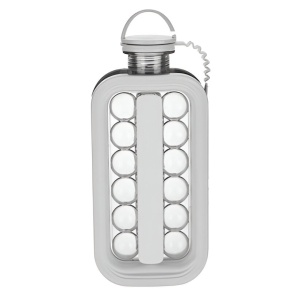 Forma pentru Gheata 2 in 1 Portabila, Flippy, Tavita sub Forma de Sticla, Diametru 3 cm, Multifunctional, 17 Bilute de Gheata, 27.5 x 11.4 x 5.5 cm, Culoare Alb - Img 1