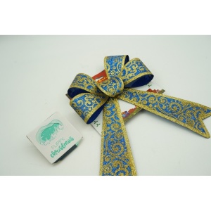 Funda pentru brad, Albastra, model spiralat, cu margini aurii, 15 x 23 cm, PVC, Flippy - Img 2