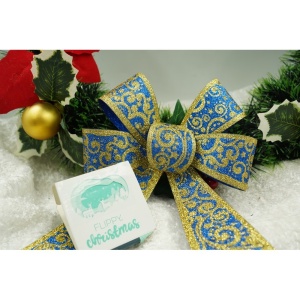Funda pentru brad, Albastra, model spiralat, cu margini aurii, 15 x 23 cm, PVC, Flippy - Img 4