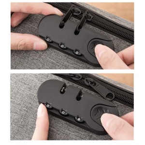Geanta Flippy pentru Depozitare Acte si Documente, Facturi, Carduri, cu Cod de Securitate, 2 Compartimente, Impermeabila, 37 x 10.5 x 27 cm, Gri - Img 13
