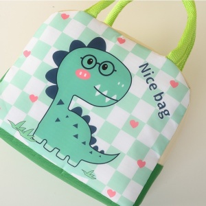 Geanta Termoizolanta pentru Copii, Flippy, 23x13x19 cm, Model Imprimeu Dinozaur, din Folie de Aluminiu si Panza Oxford, Verde - Img 5
