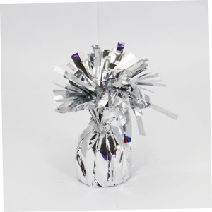 Greutate pentru Baloane cu Heliu, Flippy, din Folie cu Franjuri, 170g, 13 x 5 x 3 cm, Argintiu - Img 5