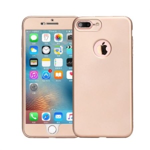 Husa Apple iPhone 7 Full Silicone 360 Auriu + Folie de protectie - Img 4