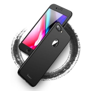 Husa Apple iPhone 8 Plus IPAKY Full Cover 360 Negru + Folie Cadou - Img 2