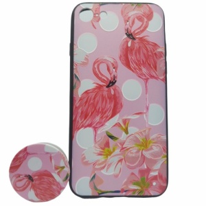 Husa Apple iPhone X/XS Multicolor Model Flamingo + Popsocket inclus - Img 1