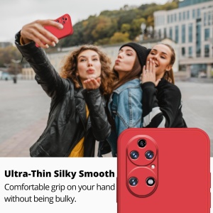Husa de Protectie, Flippy, pentru Huawei P50 Pro, Liquid Silicone, cu Microfibra pe Interior, Protectie Antisoc, Compatibil Incarcare Wireless, Rosu - Img 5