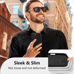Husa de Protectie, Flippy, pentru iPhone 16 Pro, Liquid Silicone, cu Microfibra pe Interior, Protectie Antisoc, Compatibil Incarcare Wireless, Negru - Img 2