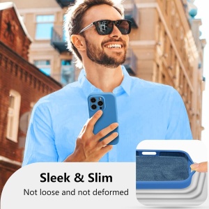 Husa de Protectie, Flippy, pentru iPhone 16 Pro Max, Liquid Silicone, cu Microfibra pe Interior, Protectie Antisoc, Compatibil Incarcare Wireless, Albastru - Img 2