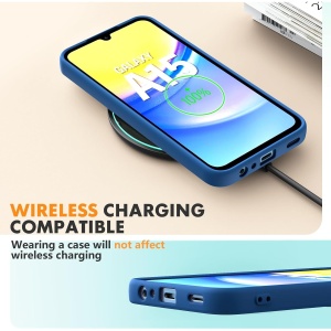 Husa de Protectie, Flippy, pentru Samsung Galaxy A15, Liquid Silicone, cu Microfibra pe Interior, Protectie Antisoc, Compatibil Incarcare Wireless, Albastru - Img 3
