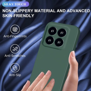Husa de Protectie, Flippy, pentru Xiaomi 14, Liquid Silicone, cu Microfibra pe Interior, Protectie Antisoc, Compatibil Incarcare Wireless, Verde - Img 7