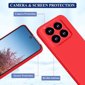 Husa de Protectie, Flippy, pentru Xiaomi 14, Liquid Silicone, cu Microfibra pe Interior, Protectie Antisoc, Compatibil Incarcare Wireless, Rosu - Img 6