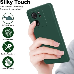 Husa de Protectie, Flippy, pentru Xiaomi Redmi 13T, Liquid Silicone, cu Microfibra pe Interior, Protectie Antisoc, Compatibil Incarcare Wireless, Verde - Img 4