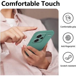 Husa de Protectie, Flippy, pentru Xiaomi Redmi Note 13 Pro Plus 5G, Liquid Silicone, cu Microfibra pe Interior, Protectie Antisoc, Compatibil Incarcare Wireless, Verde - Img 3