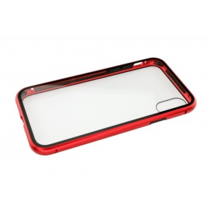 Husa de protectie Magnetic 360, Folie sticla inclusa, pentru Apple iPhone X, Rosu - Img 3
