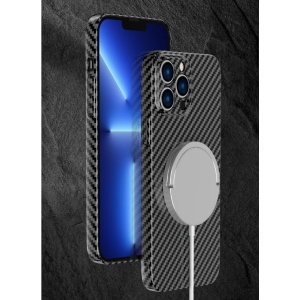 Husa de protectie pentru iPhone 14, Flippy, Magnetica, MagSafe, Carbon Fiber Protectie Antisoc, Negru - Img 3