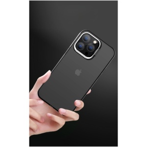 Husa de protectie pentru iPhone 14 Pro Max, cu suport metalic pentru camera, Bracket Series, Flippy, Protectie Antisoc, PC mat, silicon moale pe margini, Negru - Img 1