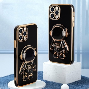 Husa de Protectie TPU 2in1, Flippy, pentru Apple iPhone 15 Pro Max, Astronaut cu Suport, Antisoc, Rezistenta la Impact, Protectie Camera, Negru - Img 5