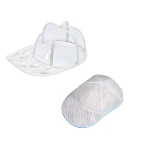 Husa de Spalare Sapca, Flippy, pentru Masina de Spalat, din Poliester, Circumferinta 53 cm, cu Fermoar, cu Suport Sapca, Alb/Albastru - Img 1