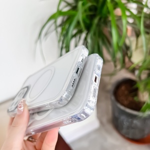 Husa MagSafe Silicone pentru iPhone 12, Flippy, Transparenta, Magnetica, Extra Protectie Camera Albastru - Img 5