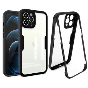 Husa Max Defence pentru iPhone 12 Pro, Bumper Negru, Fata Dubla Transparenta, Protectie Antisoc Full 360 ( fata, spate, margini ), Flippy - Img 4