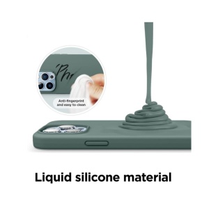 Husa pentru Apple iPhone 14 Plus Flippy, Liquid Silicone, cu Microfibra pe interior, Protectie Antisoc, Dark Green, Verde inchis - Img 2