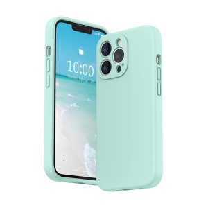 Husa pentru Apple iPhone 14 Pro Max Flippy, Liquid Silicone, cu Microfibra pe interior, Protectie Antisoc, Light Cyan - Img 2