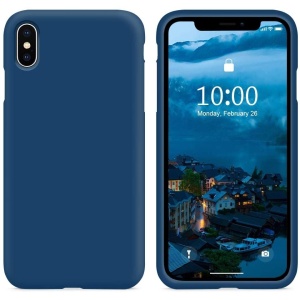 Husa protectie compatibila cu Apple iPhone XS Liquid Silicone Case Albastru inchis - Img 7