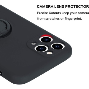 Husa protectie Flippy compatibila cu Apple iPhone 11 Pro Liquid Silicone Ring cu suport rotativ Negru - Img 5