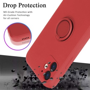 Husa protectie Flippy compatibila cu Apple iPhone 12 Liquid Silicone Ring cu suport rotativ Rosu - Img 2