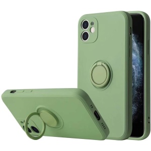 Husa protectie Flippy compatibila cu Apple iPhone 12 Liquid Silicone Ring cu suport rotativ Verde - Img 5