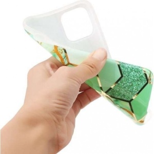 Husa protectie Flippy compatibila cu Apple iPhone 12 Mini Soft IMD TPU Marble Geometric Verde - Img 3