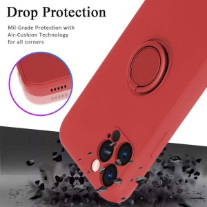 Husa protectie Flippy compatibila cu Apple iPhone 12 Pro Liquid Silicone Ring cu suport rotativ Rosu - Img 4