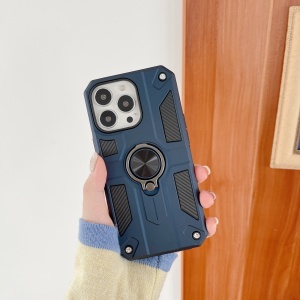 Husa protectie Flippy compatibila cu Apple iPhone 13 Pro Defender Model 5 cu suport prindere inel,Albastru - Img 2