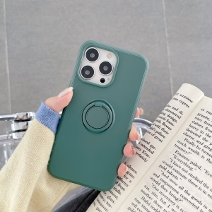 Husa protectie Flippy compatibila cu Apple iPhone 13 Pro Max Liquid Silicone Ring cu suport rotativ Verde - Img 2
