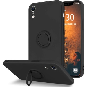 Husa protectie Flippy compatibila cu Apple iPhone XR Liquid Silicone Ring cu suport rotativ Negru - Img 5
