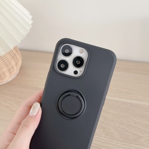 Husa protectie Flippy compatibila cu Huawei P Smart 2021 Liquid Silicone Ring cu suport rotativ Negru - Img 3